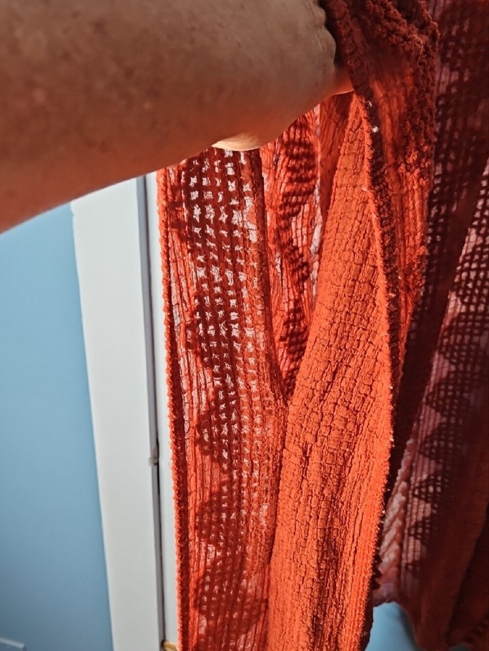 Bali From 3 Bird Nest Embroided Rust Open-Knit Women’s Kimono Poncho Top OSFM - Picture 5 of 9